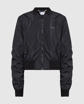 Off-White Black bomber jacket with logo print OWEH017C99FAB003