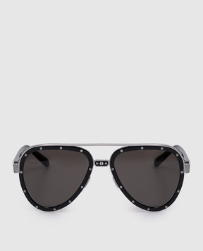 Stefano Ricci Чорні сонцезахистні окуляри з заклепками SG37PMEACET