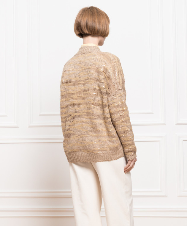 Brunello Cucinelli Бежевый кардиган с пайетками MCA386906 изображение 4