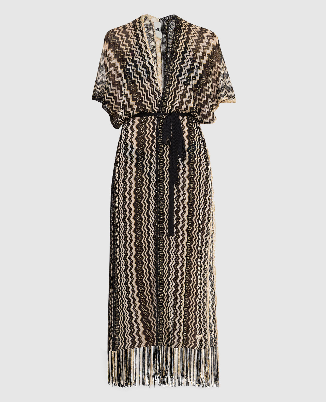 

Черное парео в узор с бахромой, Черный, Парео