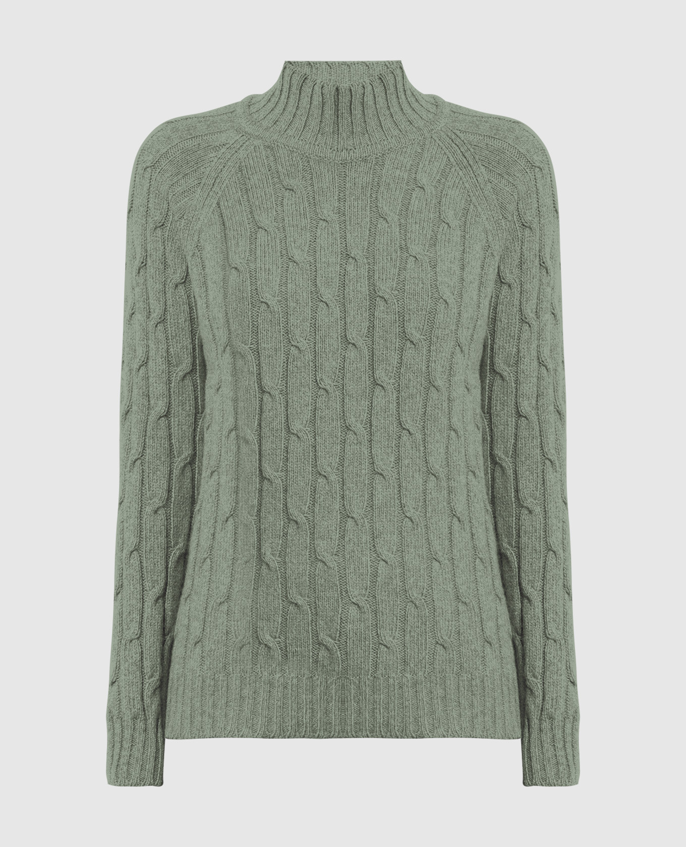 Зеленый свитер из кашемира с фактурным узором