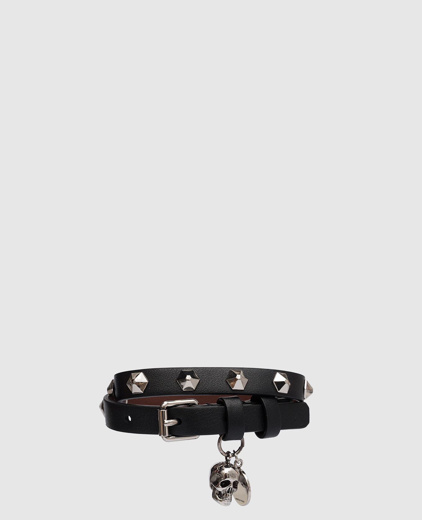 

Черный кожаный двойной браслет с заклепками, Браслеты