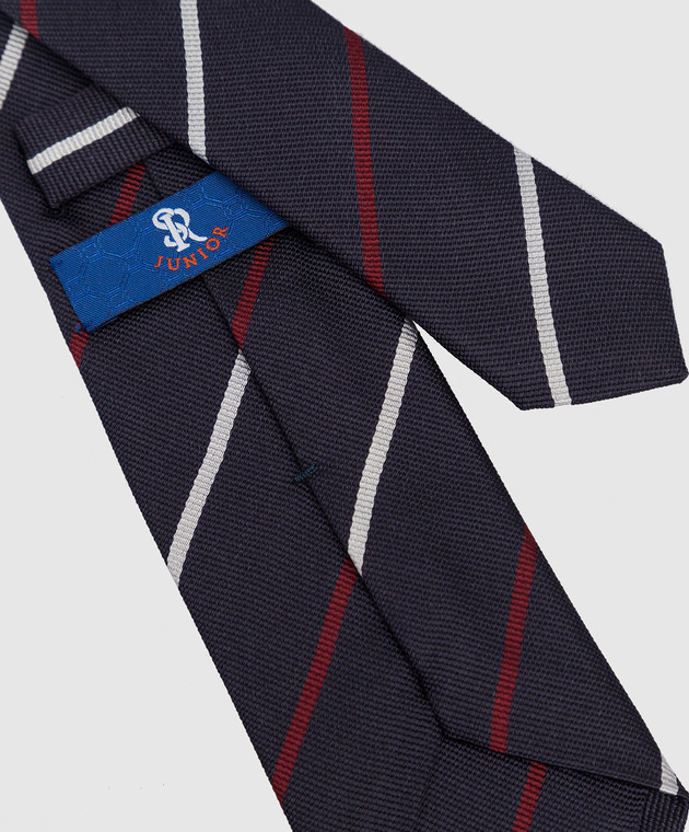 Stefano Ricci Дитяча темно-синя краватка з шовку в смужку YCH30104 зображення 3