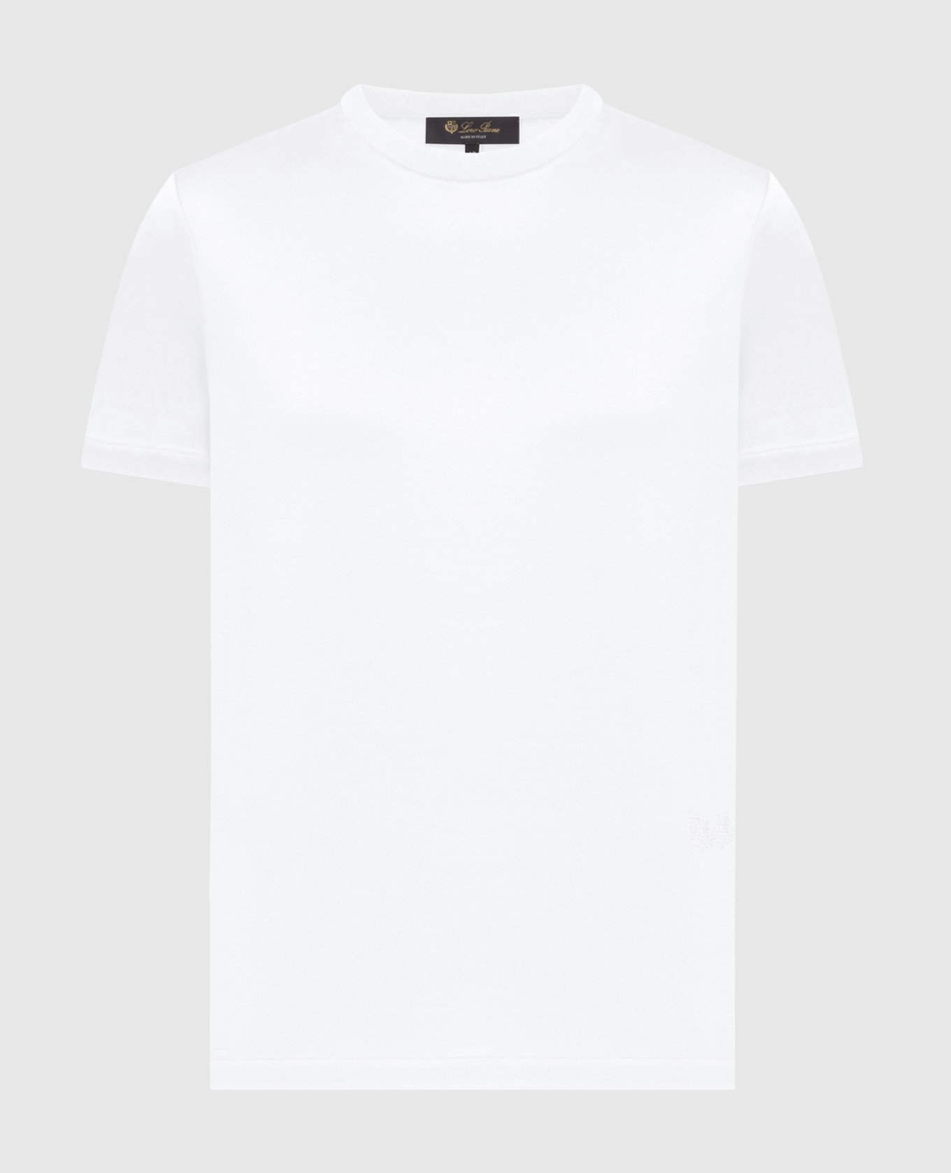 Біла футболка з вишивкою емблеми логотипа