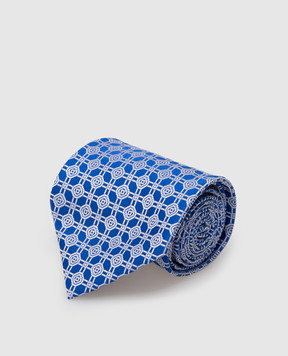 Stefano Ricci Светло-синий шелковый галстук в узор CCXDD44210