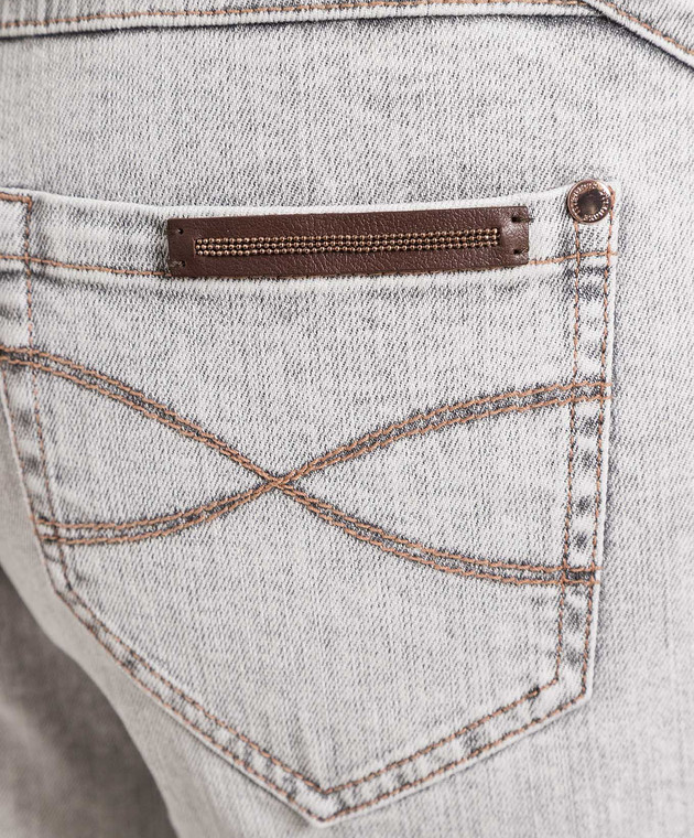 Brunello Cucinelli Gray skinny jeans with monil chain MH186P5495 image 5