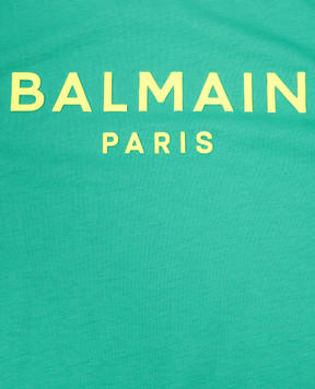 Balmain Дитяча зелена майка з фактурним логотипом BU8Q82Z0082410