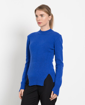 Alexander McQueen Синій джемпер із кашеміру з фактурним візерунком 710275Q1A3Q