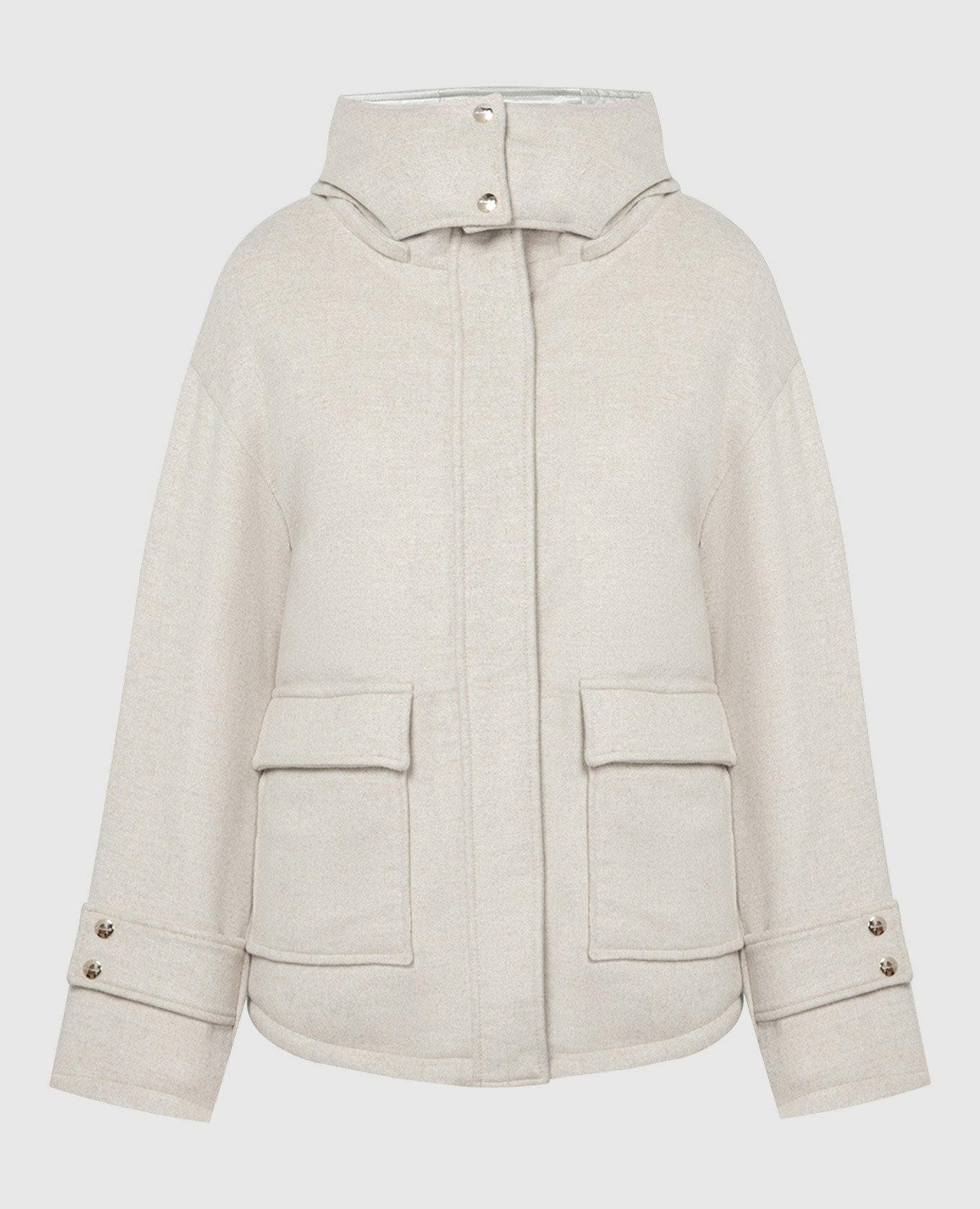 Beige down jacket made of wool and cashmere