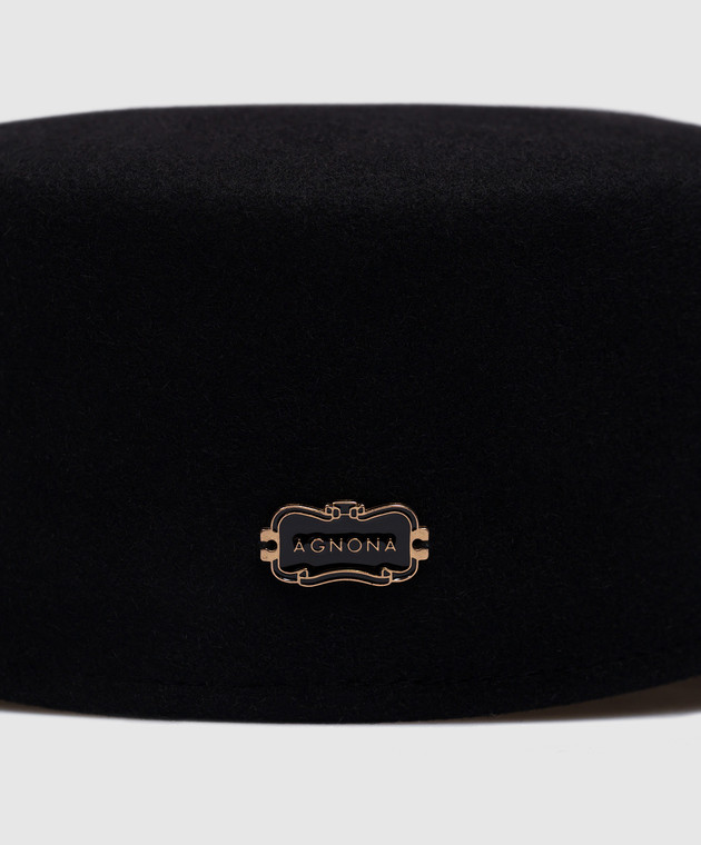Agnona Black cap made of wool AK0603YU1125 image 4