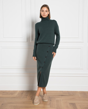 Allude Зелена спідниця з вовни та кашеміру з розрізом 23517018