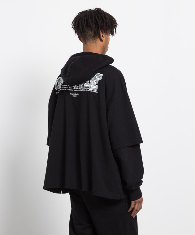 Off-White Черное худи с принтом логотипа OMBB098F22FLE002 изображение 4