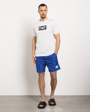 Dolce&Gabbana Сині шорти для плавання з принтом DG M4E39TFUSFW