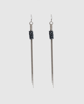 Peserico Black earrings with a monil chain and crystals S35333C009989