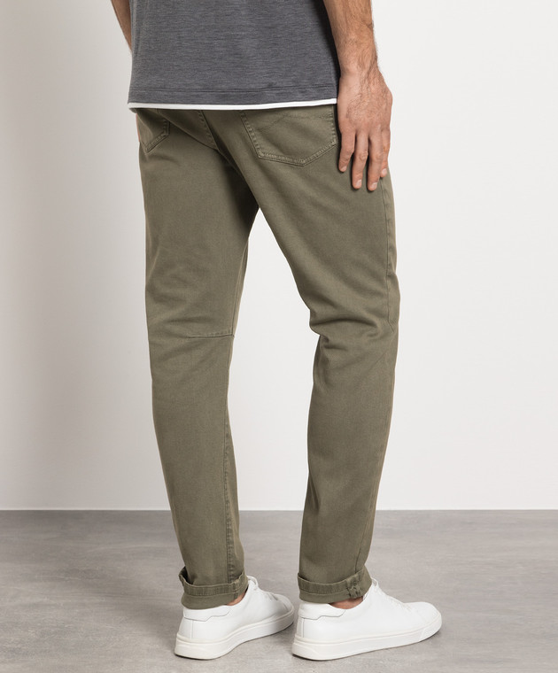 Brunello Cucinelli - Khaki jeans with logo embroidery M277PX1290 buy at ...