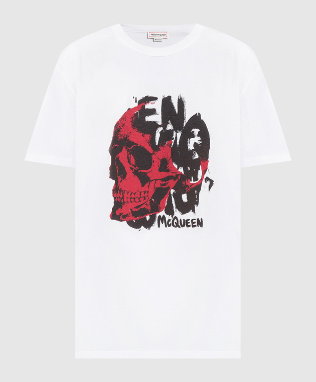 Alexander McQueen Біла футболка з мотивом Skull 711175QTZ46