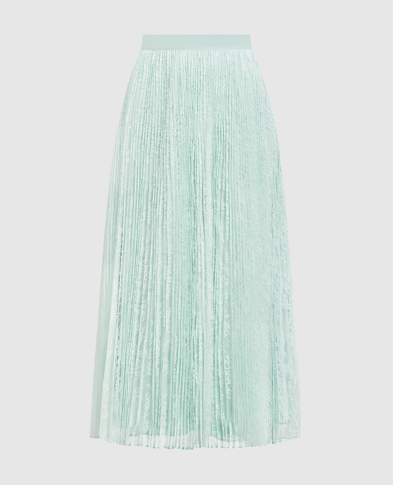 Green pleated skirt with lace