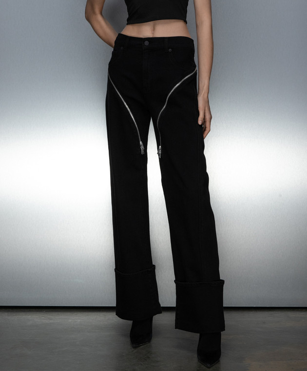 Thierry Mugler Черные джинсы с молниями и отворотами 23W6PA0402247 изображение 3