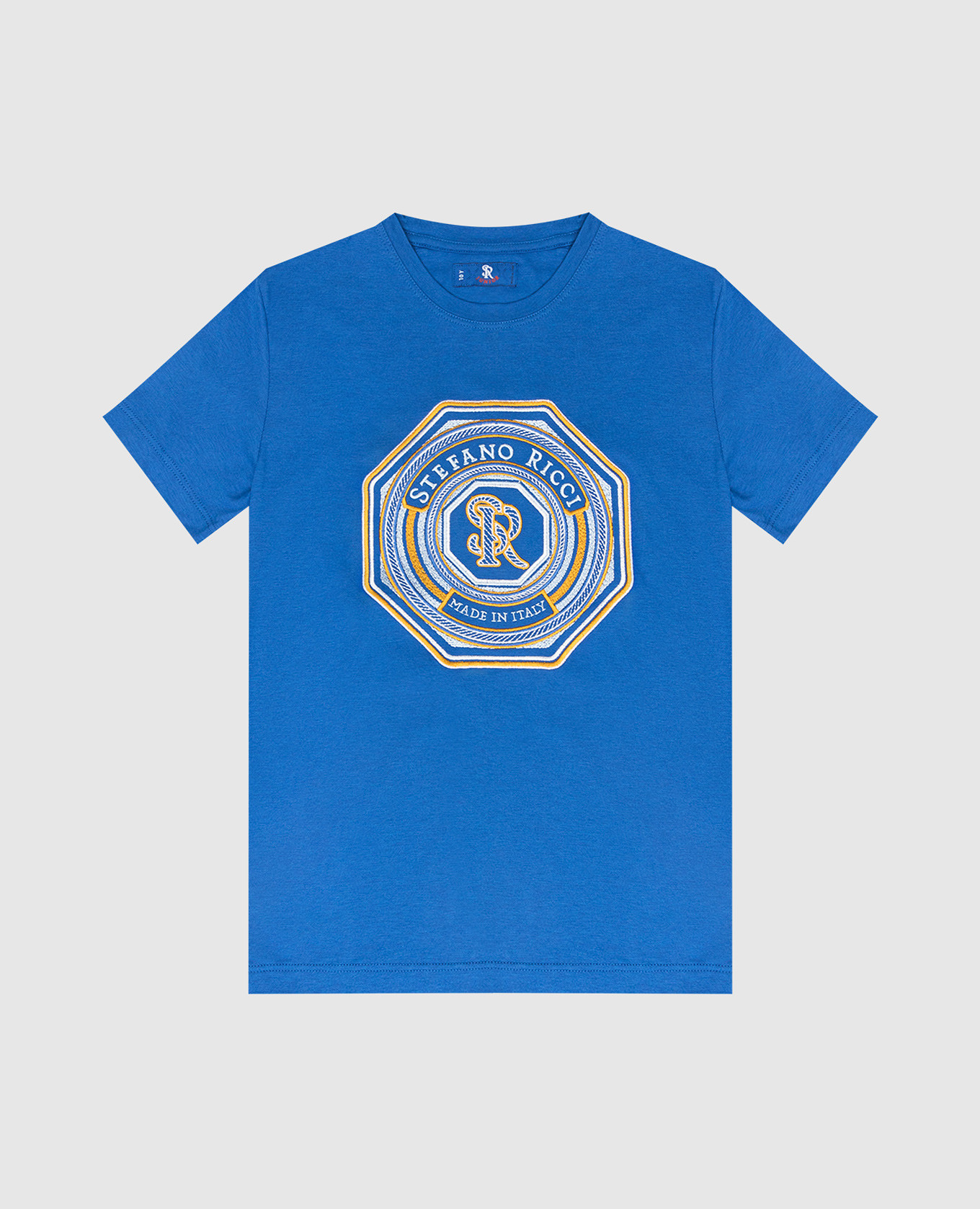Детская синяя футболка с вышивкой логотипа