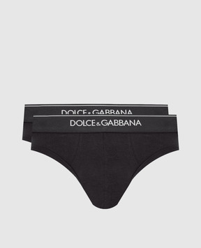 Dolce&Gabbana Набор черных слепых трусов с логотипом. M9C03JONN95