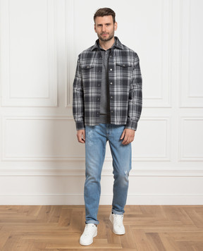 Brunello Cucinelli Сіре меланжеве поло з вовни та кашеміру M2400295