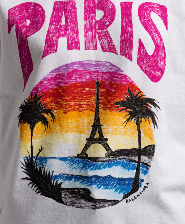 Balenciaga - Белая футболка с принтом PARIS TROPICAL 764235TPVL9