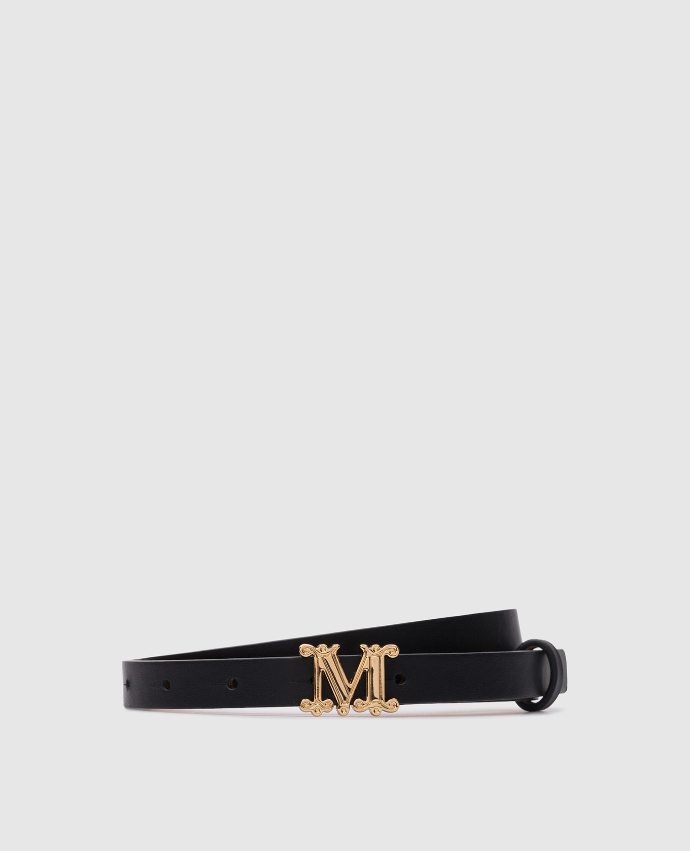 MGRAZIATA black leather belt with metal logo