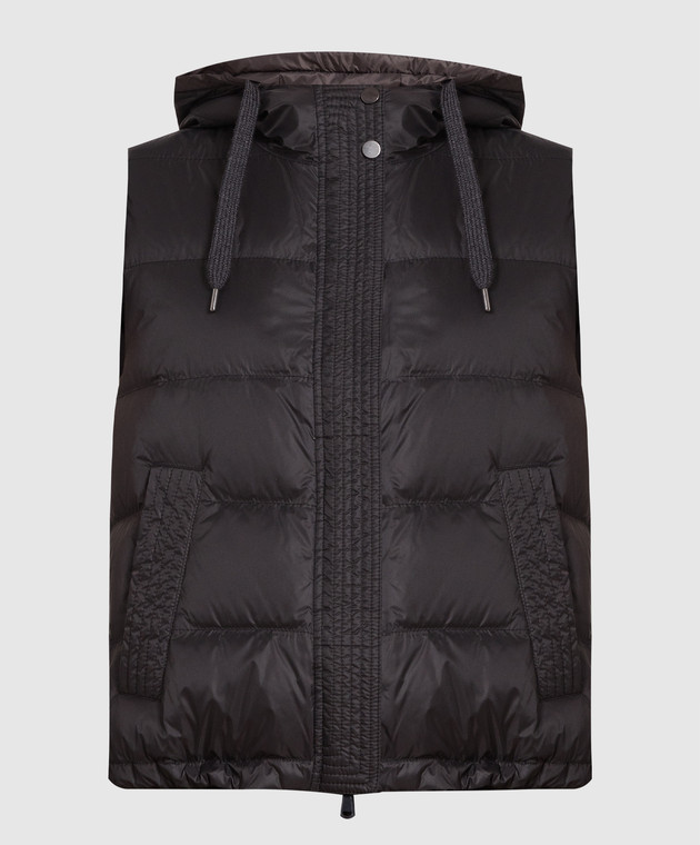 Brunello Cucinelli Black down vest with monil chain MR4052645