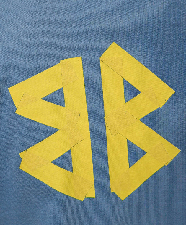 Balenciaga Голубая футболка с винтажным эффектом с логотипом Tape Type 739784TOVA9 изображение 5