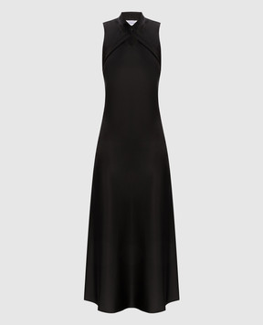 Off-White Черное платье миди с открытой спиной и ремешками OWDB485F23FAB001