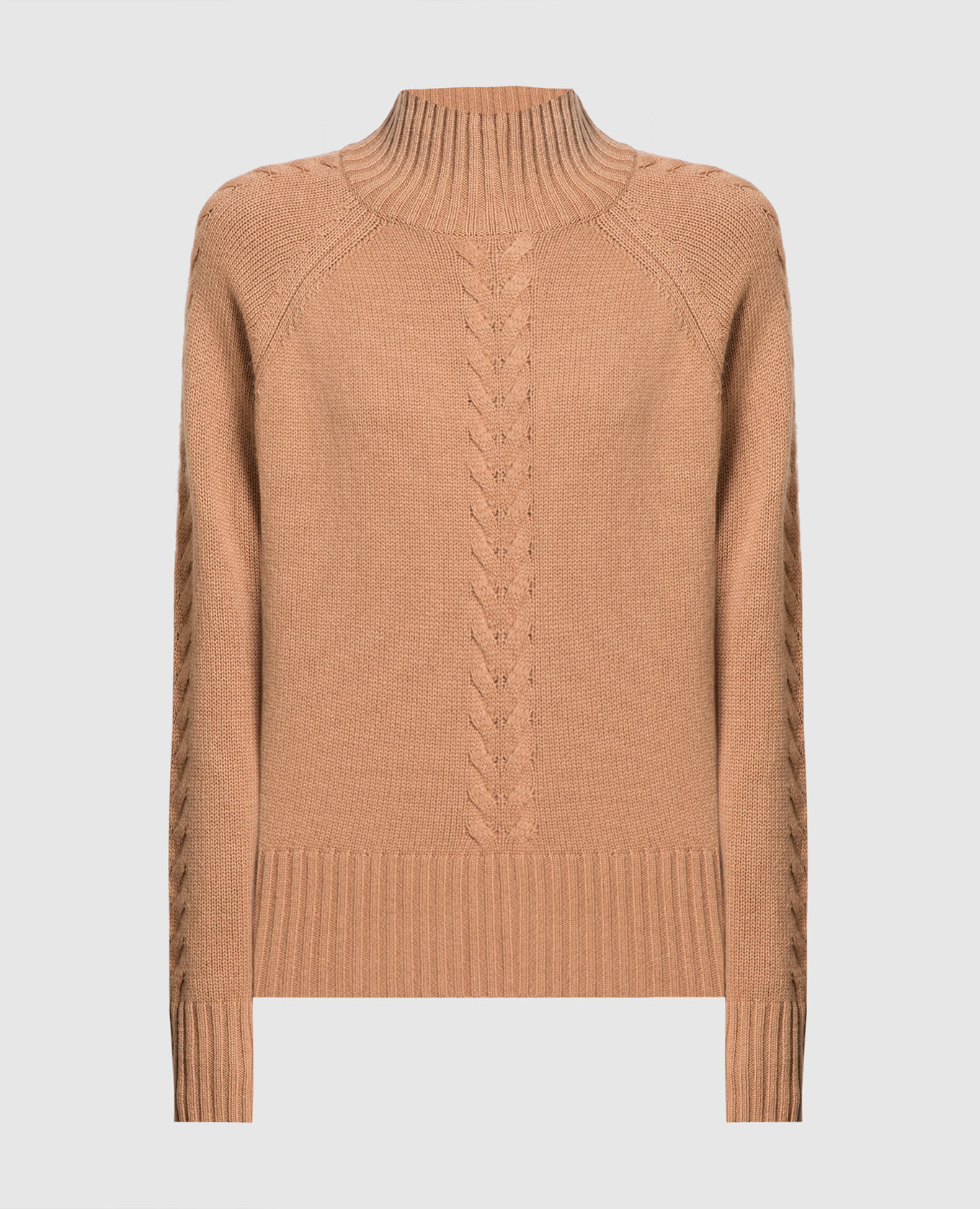 Brown sweater in wool and cashmere with a textured pattern