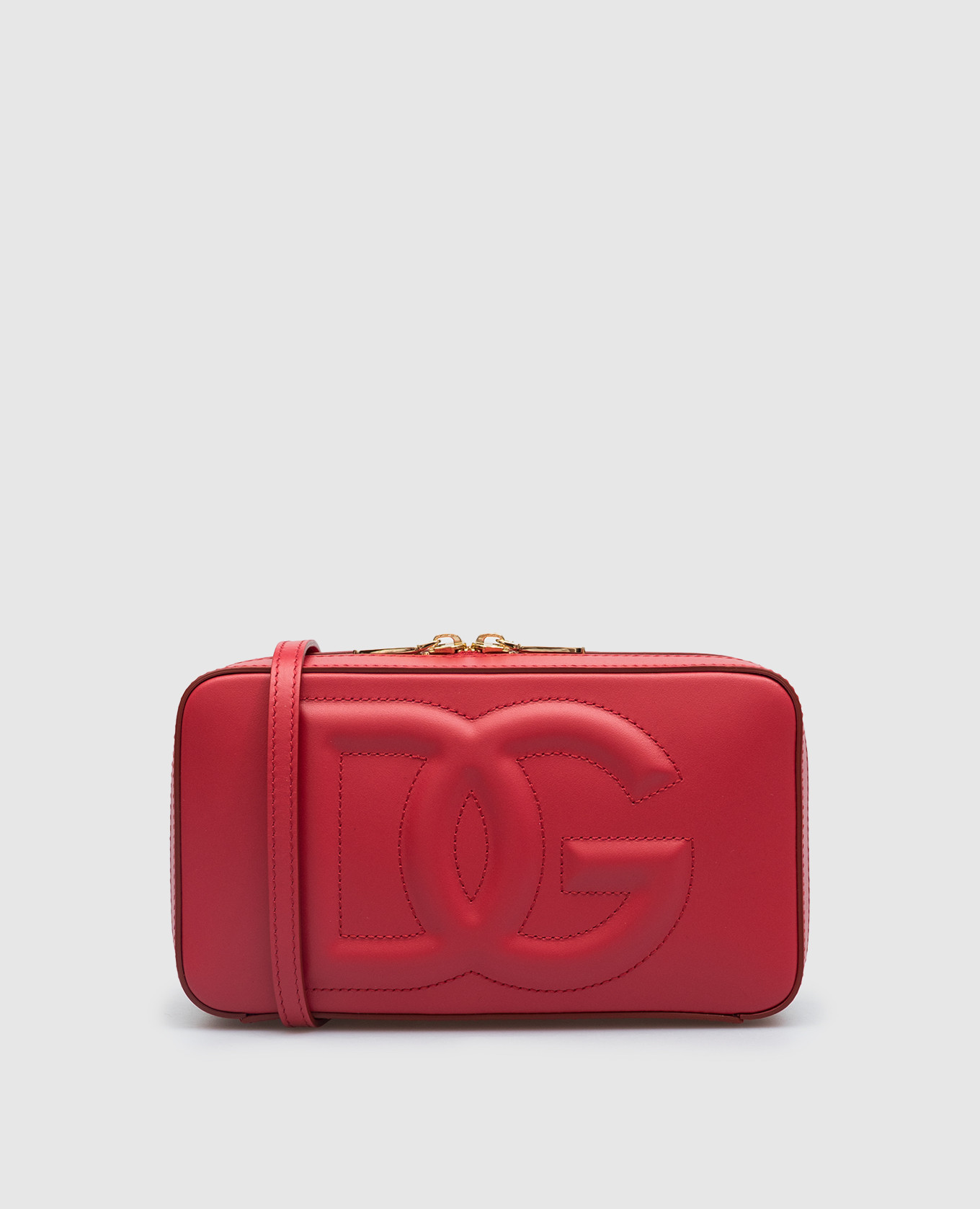 Красная кожаная сумка кросс-боди DG Logo
