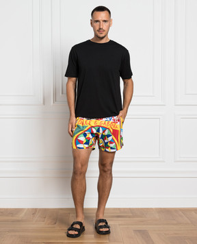 Dolce&Gabbana Желтые шорты для плавания в принт. M4E68TFHMTB