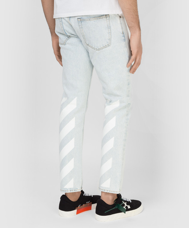Off-White - Blue Diag Tab Print Slim Jeans OMYA147C99DEN002 buy at Symbol