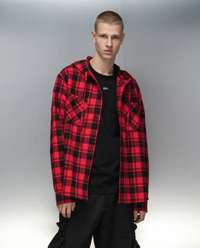Off-White Червона сорочка в клітинку з вишивкою логотипа OMGE031C99FAB001