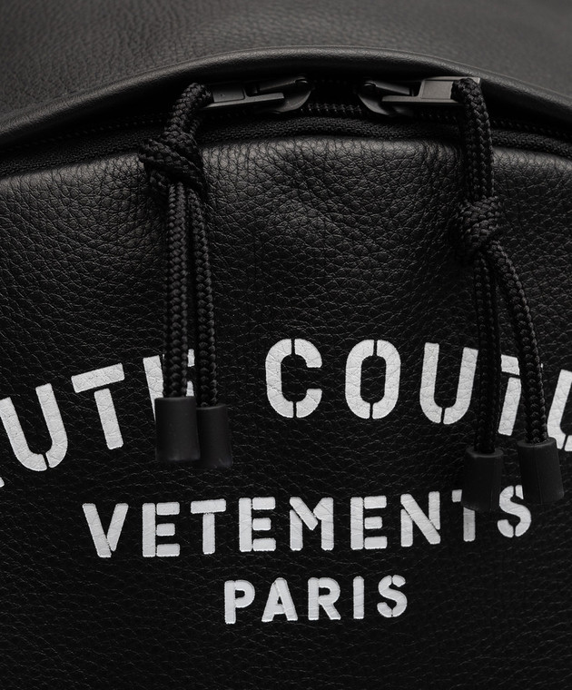 Vetements Черный кожаный рюкзак с логотипом UE63BA400Bw изображение 5