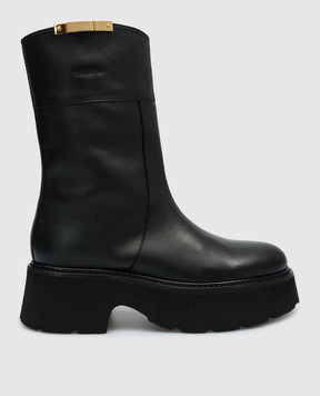 N21 Чорні шкіряні черевики з логотипом 23ISP04500450