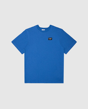 Dolce&Gabbana Дитяча синя футболка з нашивкою логотипа L4JTBLG7M4S812+