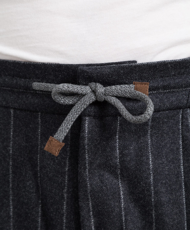 Brunello Cucinelli Темно-сірі штани з вовни в смужку ME259E1740 зображення 5