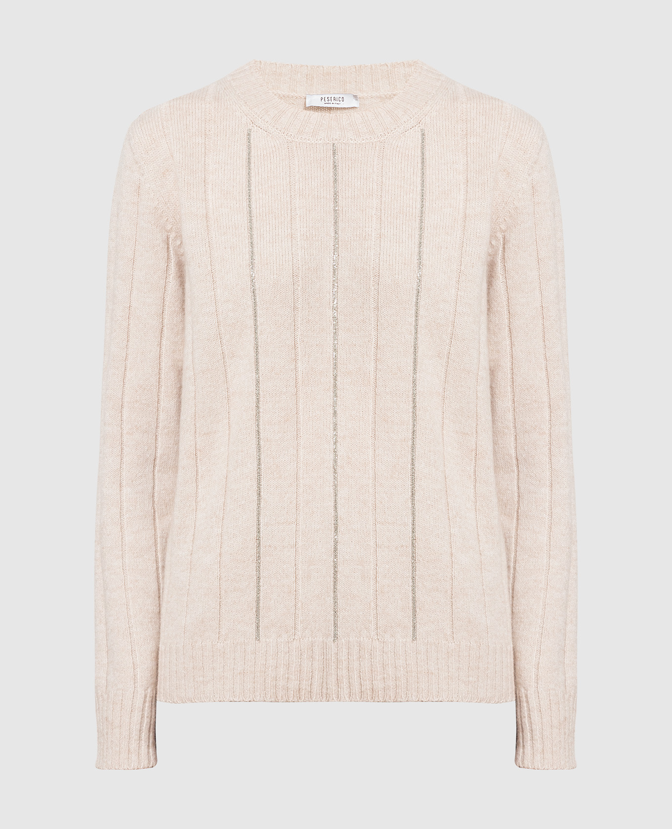 Beige wool, silk and cashmere jumper with monil chain