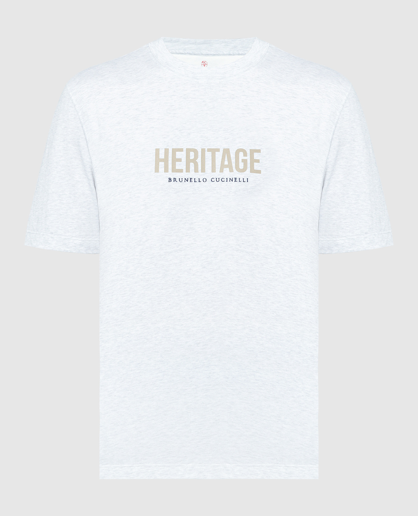 Gray melange t-shirt with logo print and embroidery