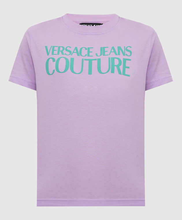 Versace Jeans Couture Бузкова футболка з логотипом 72HAHT02CJ00O