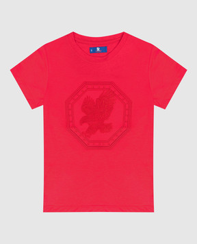 Stefano Ricci Детская красная футболка с вышивкой в виде орла YNH7400340803
