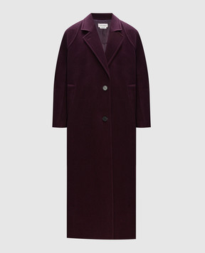 Alexander McQueen Фиолетовое пальто из шерсти и кашемира 759978QKAA9