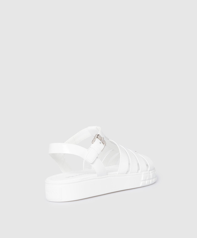 Prada Шкіряні білі сандалі з логотипом 1X843M055 зображення 3