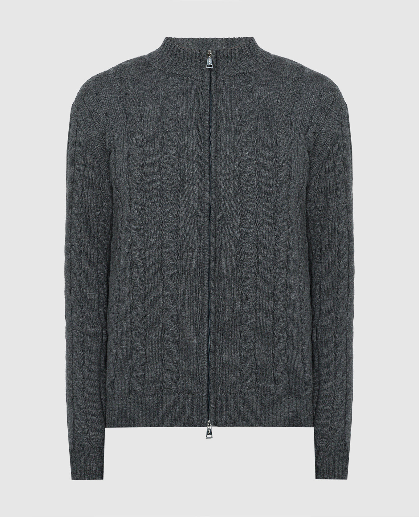 Gray cashmere cardigan in a textured pattern