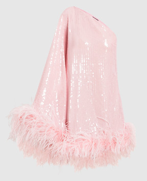 Taller Marmo Рожева сукня міні зі страусиним пір'ям SS2320