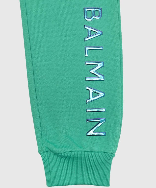 Balmain Children's green joggers with holographic logo BS6S90Z0081410 image 3