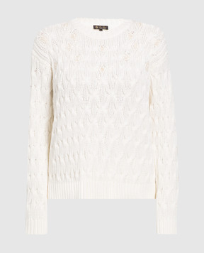 Loro Piana Вязаный свитер молочного цвета с фактурным узором FAM0689