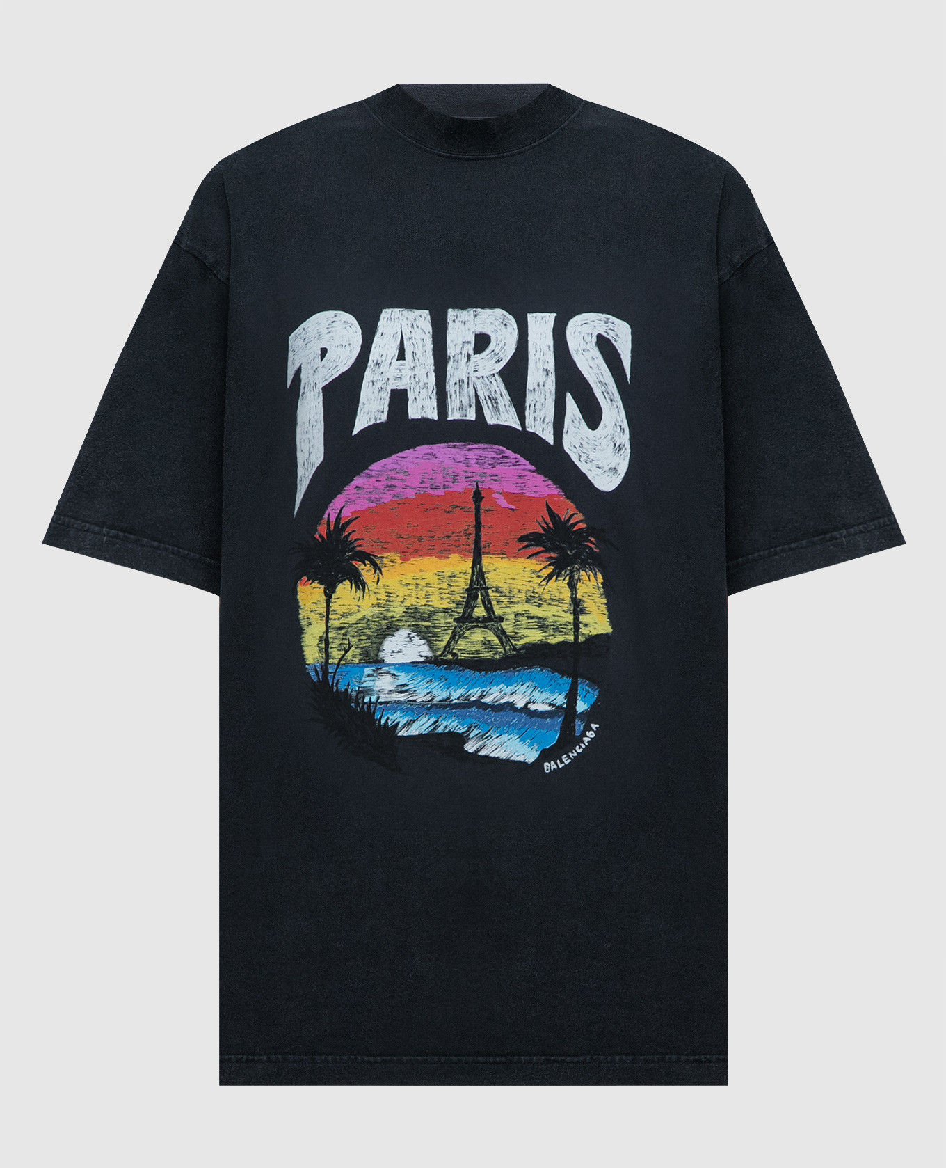 Черная футболка с принтом PARIS TROPICAL